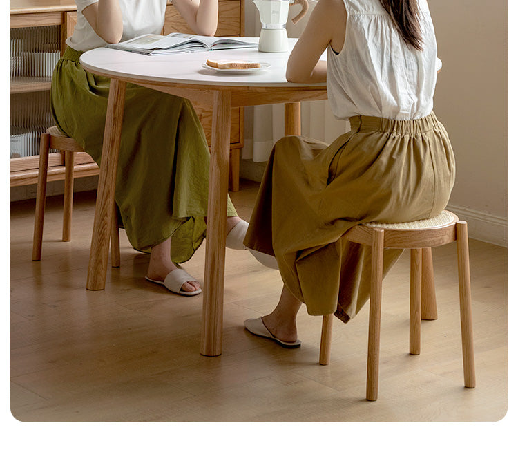 Stool Rattan Oak Solid Wood Can Be Stacked