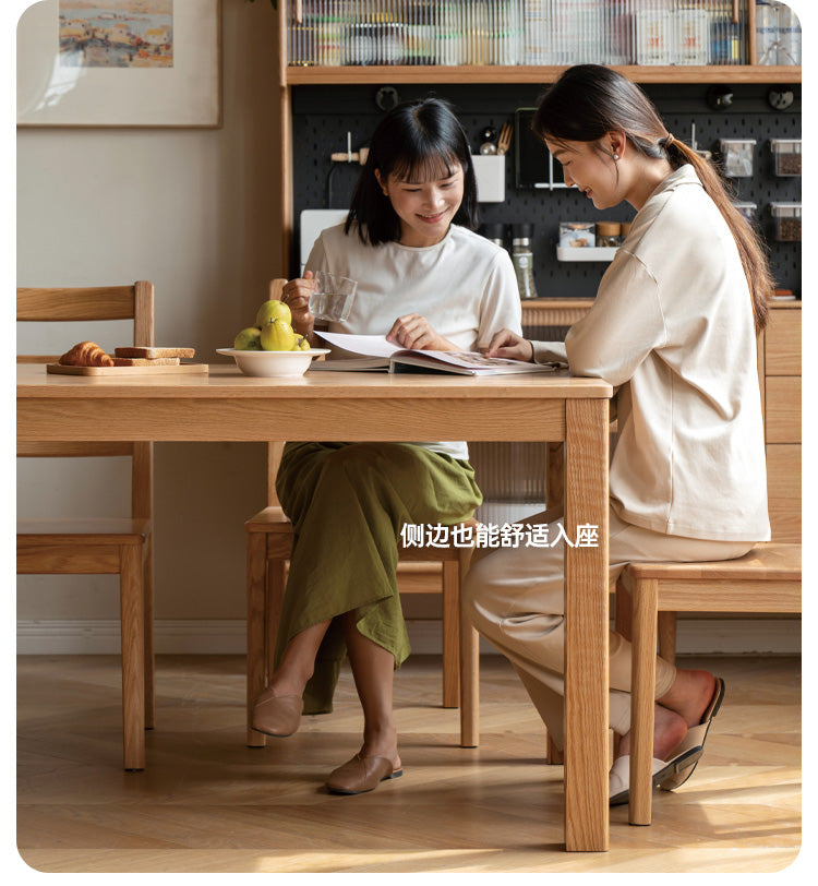 Oak Solid Wood, Solid Rubberwood Nordic Dining Table