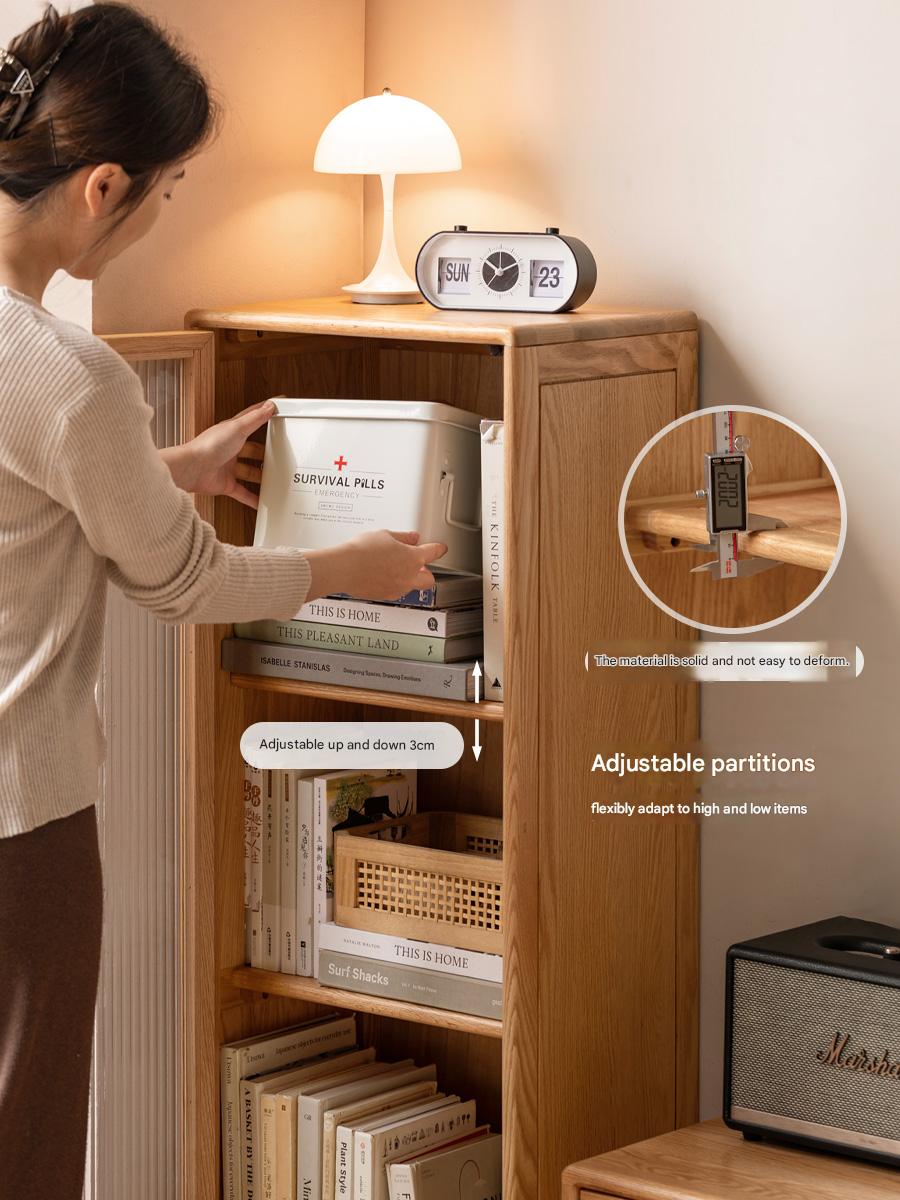 Beech Solid Wood Side Cabinet, Small Bookcase.