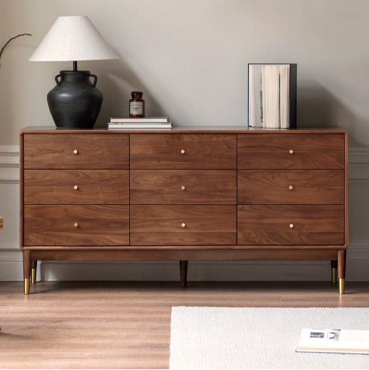 Black Walnut solid wood drawer, modern porch cabinet"