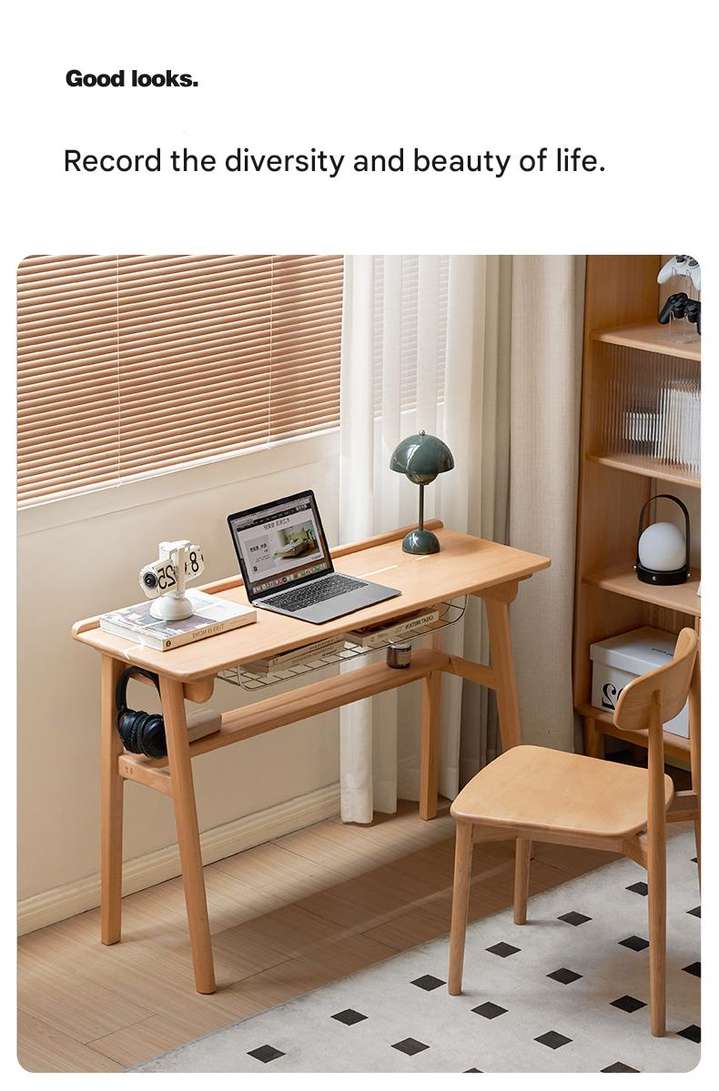 European Beech Solid Wood Ultra Narrow Writing Desk.