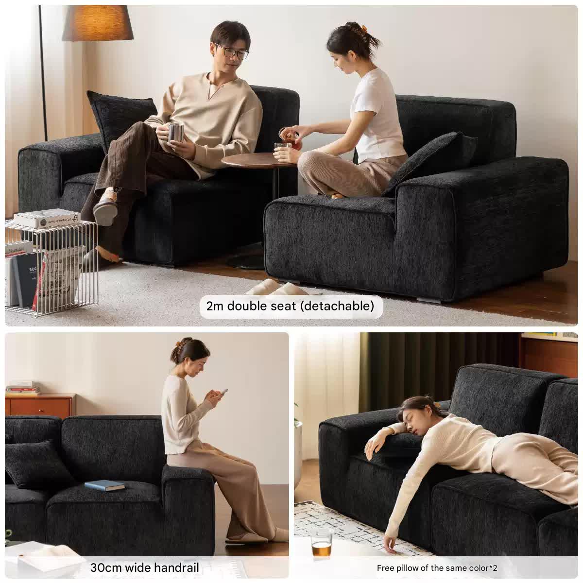 Fabric black tofu block sofa