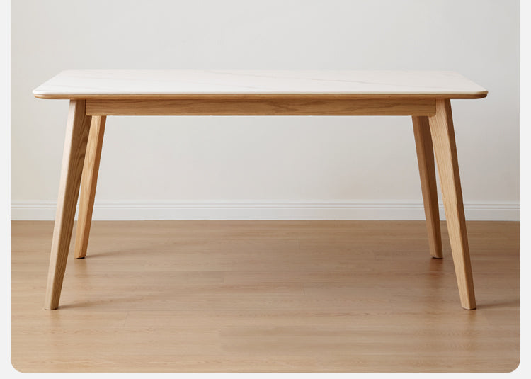 Ash, Oak Solid Wood Modern Rock Plate Dining Table