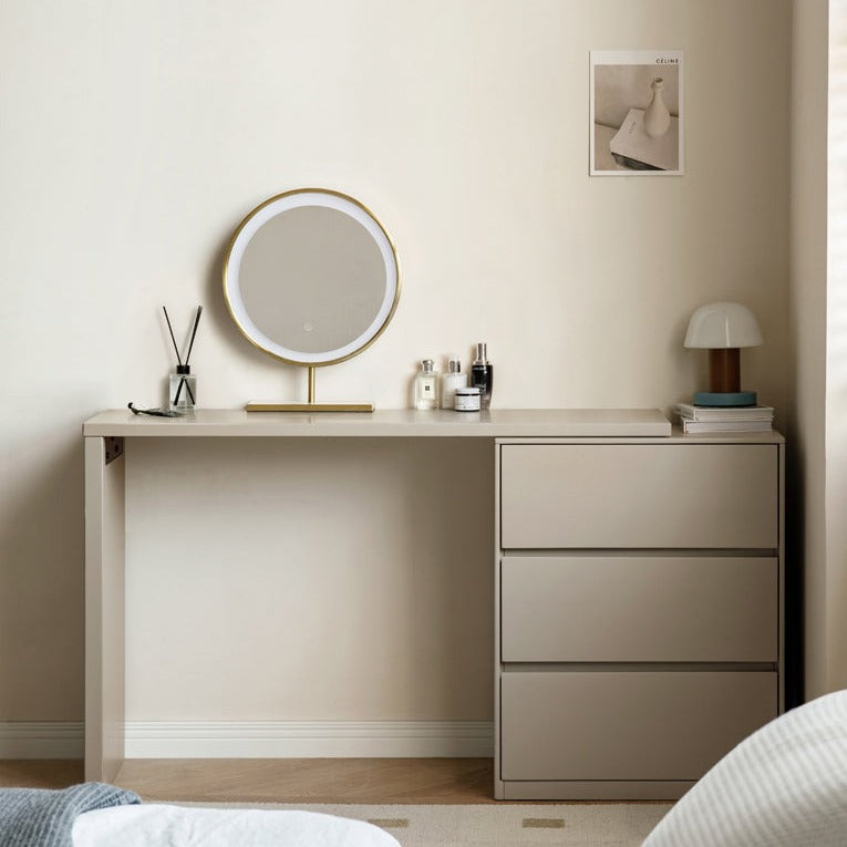 Poplar, Oak Solid Wood Telescopic Dressing Table Three Drawers.