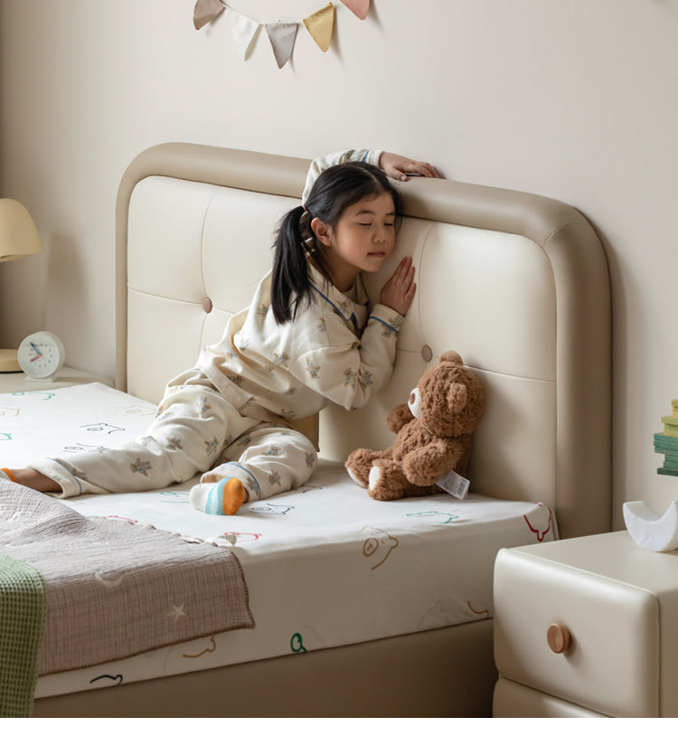 Organic Leather Children's Soft Bag High Headboard Single Bed