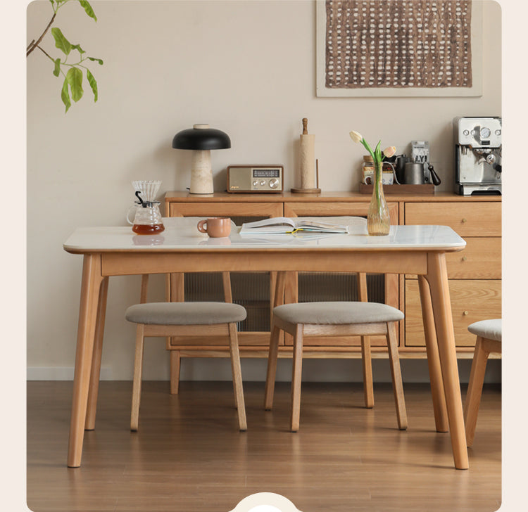 Poplar Solid Wood Modern Reliable Rock Dining Table.