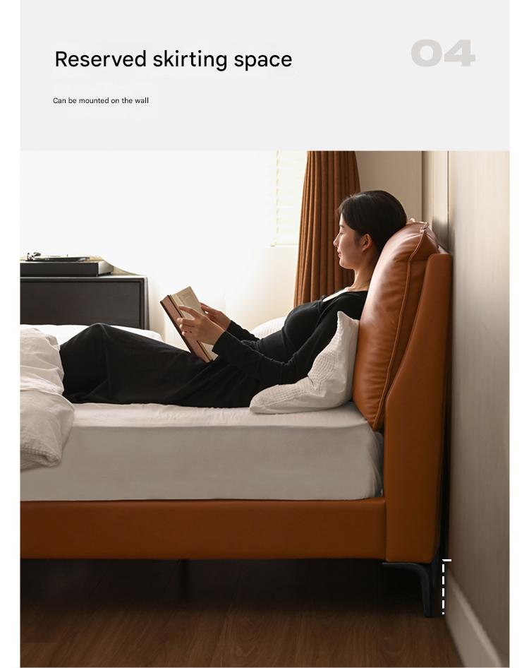 Genuine Leather Light Luxury Soft Leaning Bed