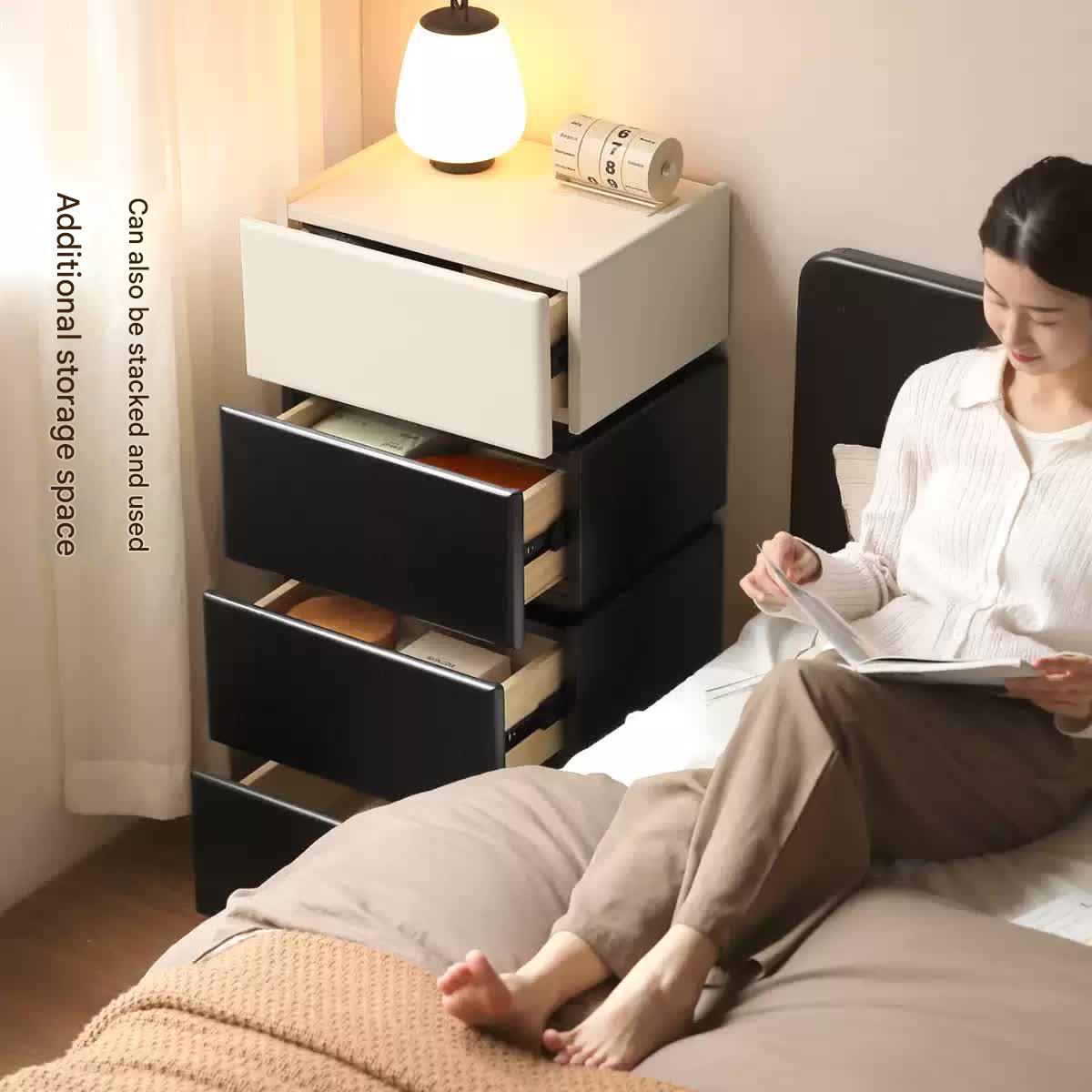 Rubber Solid Wood Modern Nightstand