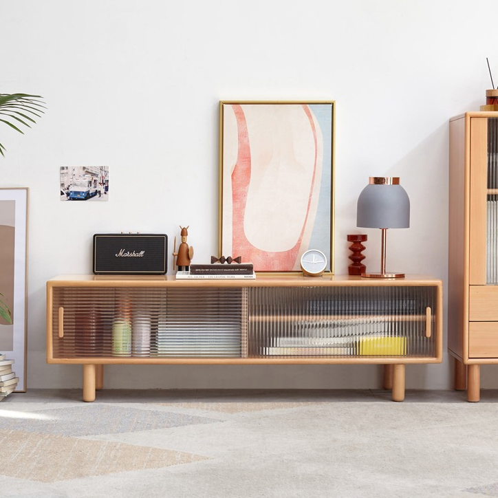 Beech Solid Wood TV Storage Cabinet.