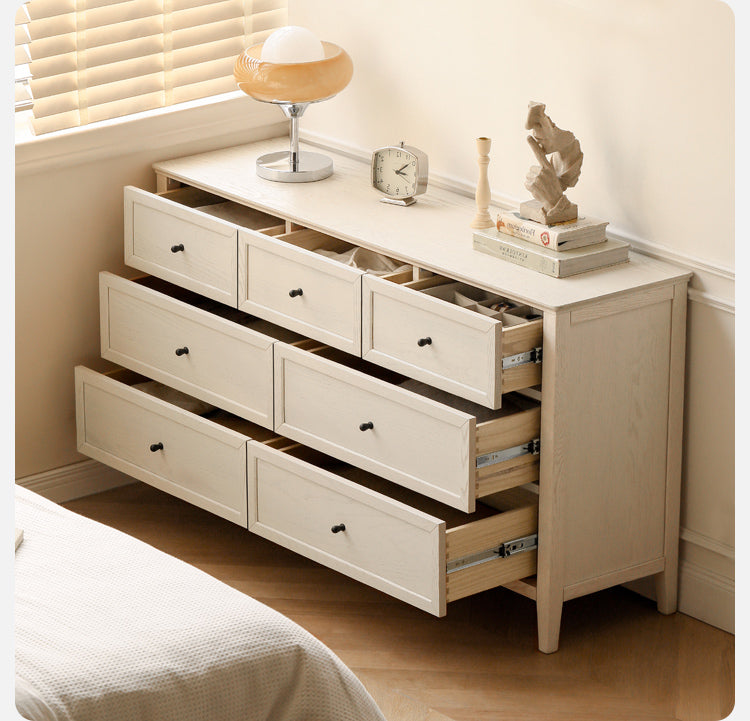 Rubberwood, Oak Solid Wood American Style Chest of Drawers