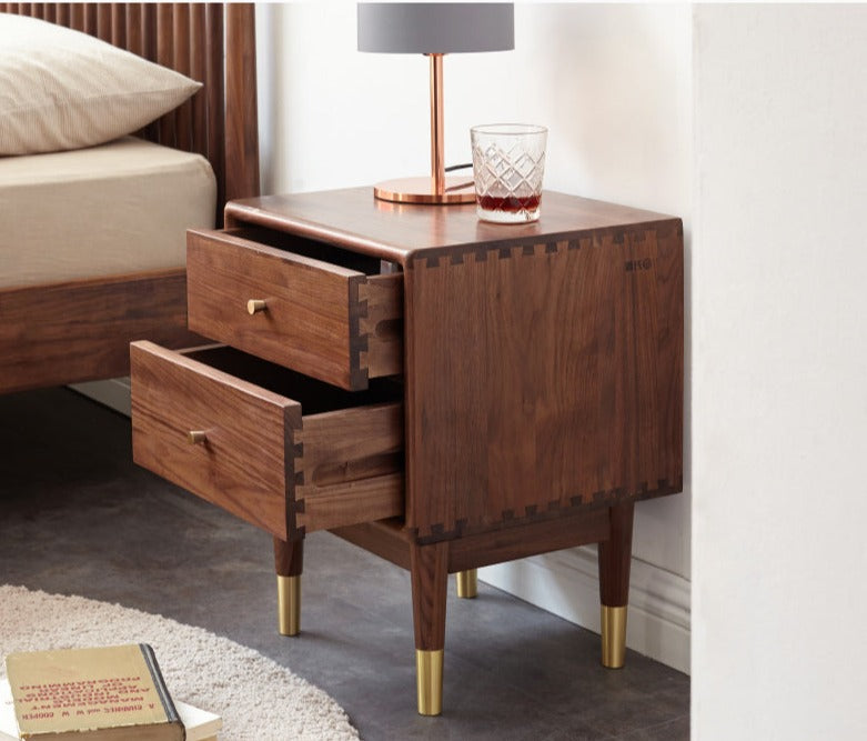 Black Walnut Solid Wood Nightstand.