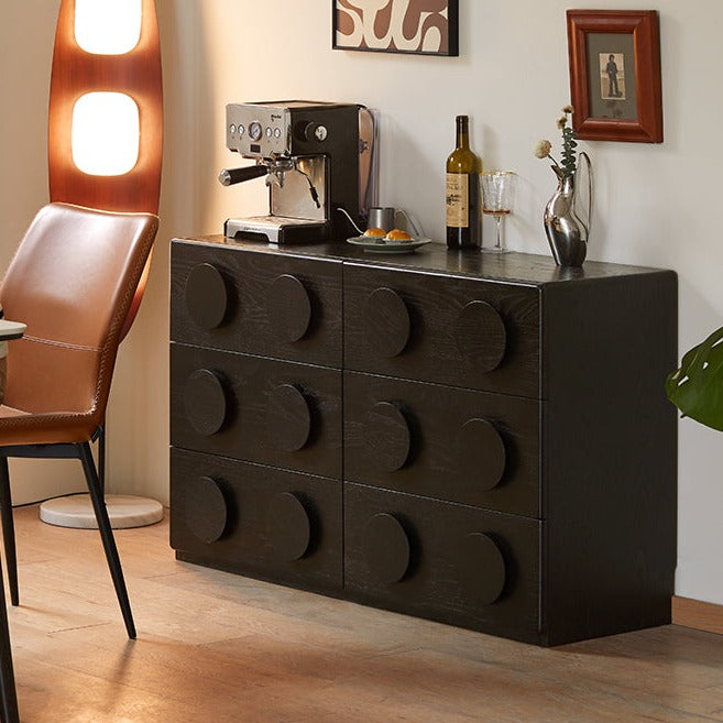Oak Solid Wood Chest of Drawers Retro Black