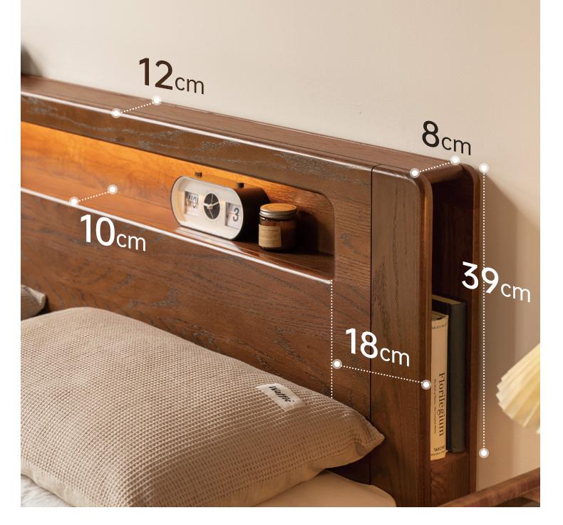 Oak Solid Wood Luminous Storage Box Bed