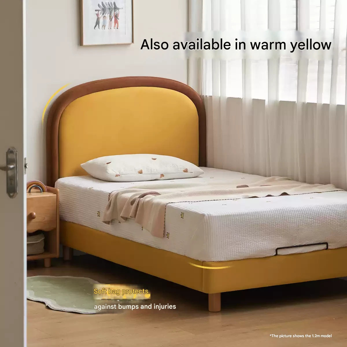 Fabric Children's Bed High Head Soft Bed