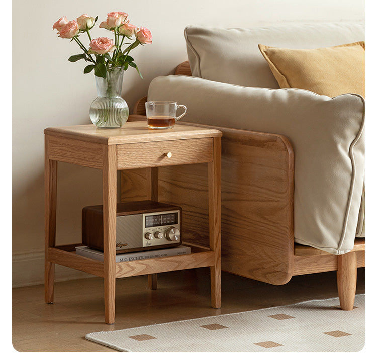 Oak, Black Walnut, Solid RubberWood Nightstand, Side Table.