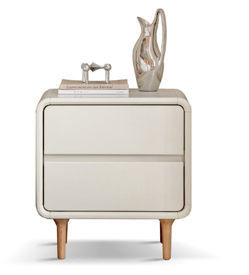 Solid Rubberwood Creamy Candy Style Nightstand.