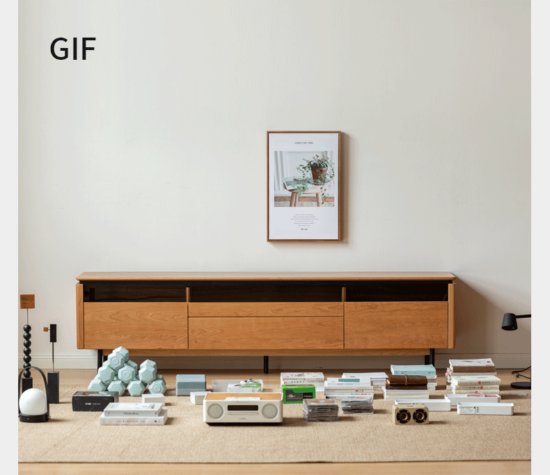 Cherry Solid Wood TV Cabinet Modern Simple))