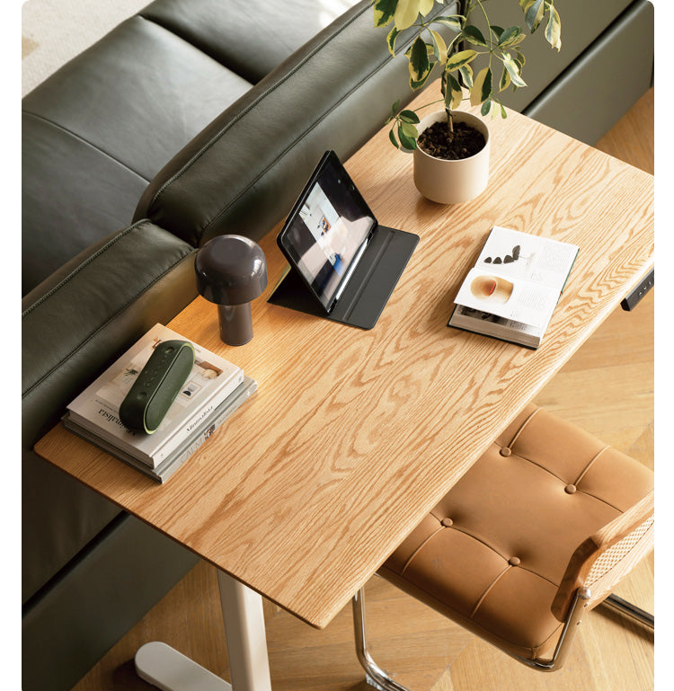 Oak Solid Wood Smart Electric Lift Standing Office Desk