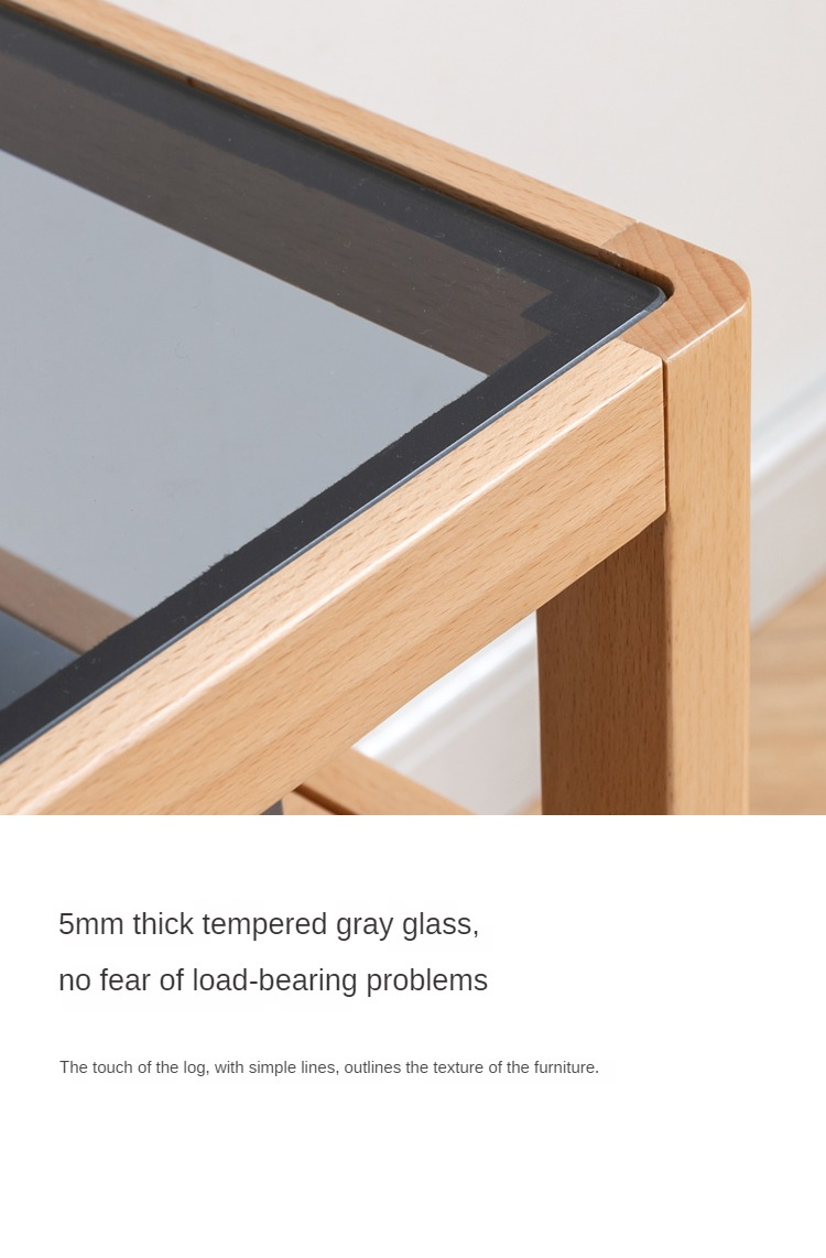 Beech Solid Wood Nightstand, Small Side Table