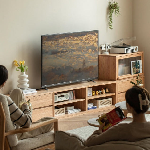 Oak Solid Wood TV Cabinet Modern free combination storage bookcases"
