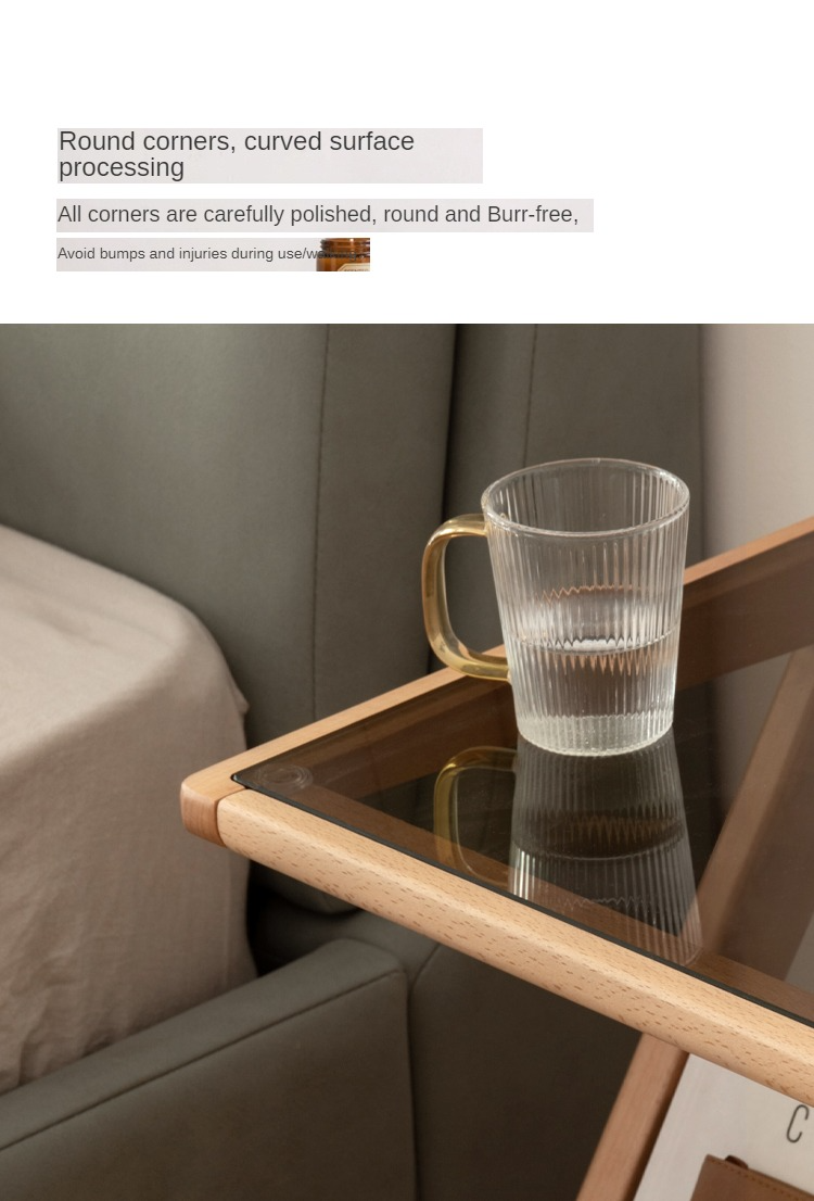 Beech Solid wood side glass creative corner)