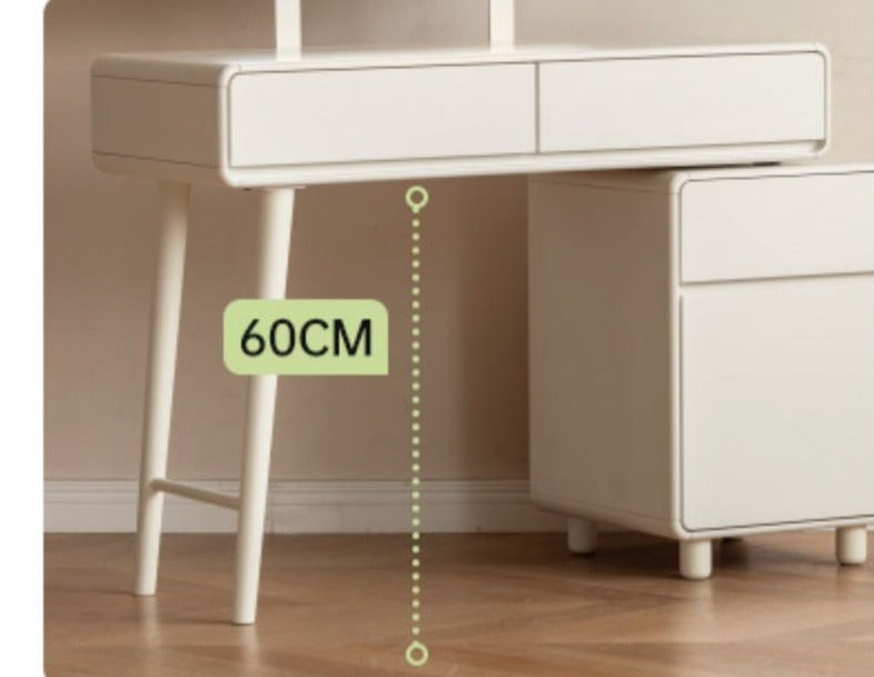 Poplar, Solid Rubberwood Milky Telescopic Dressing Table.