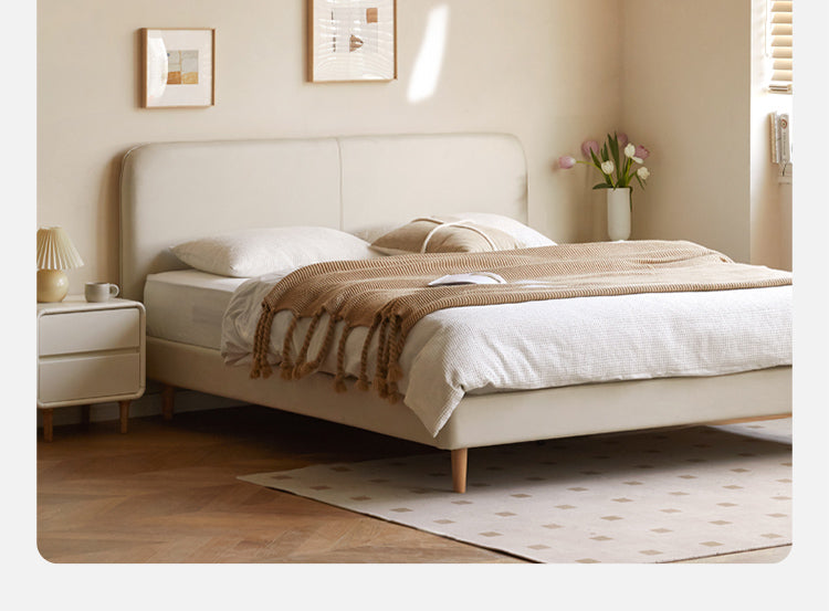 Fabric Cream Soft Minimalist Bed