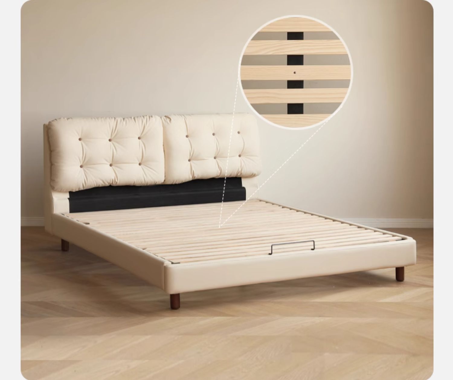 Organic Leather Art Bed Cream Cloud Soft