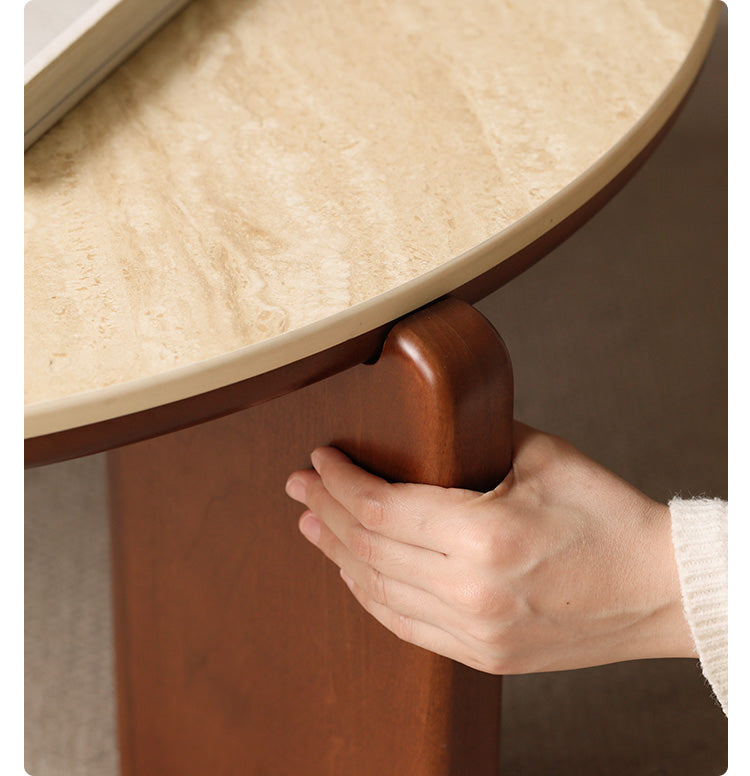 Poplar Solid Wood Medieval Style Rock Plate Coffee Table