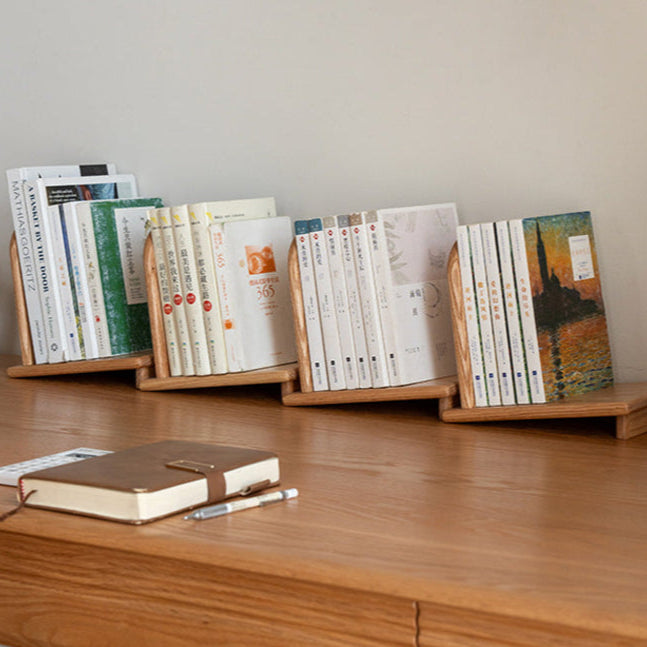 Oak, Solid Rubberwood Modern Desktop Small Bookshelf