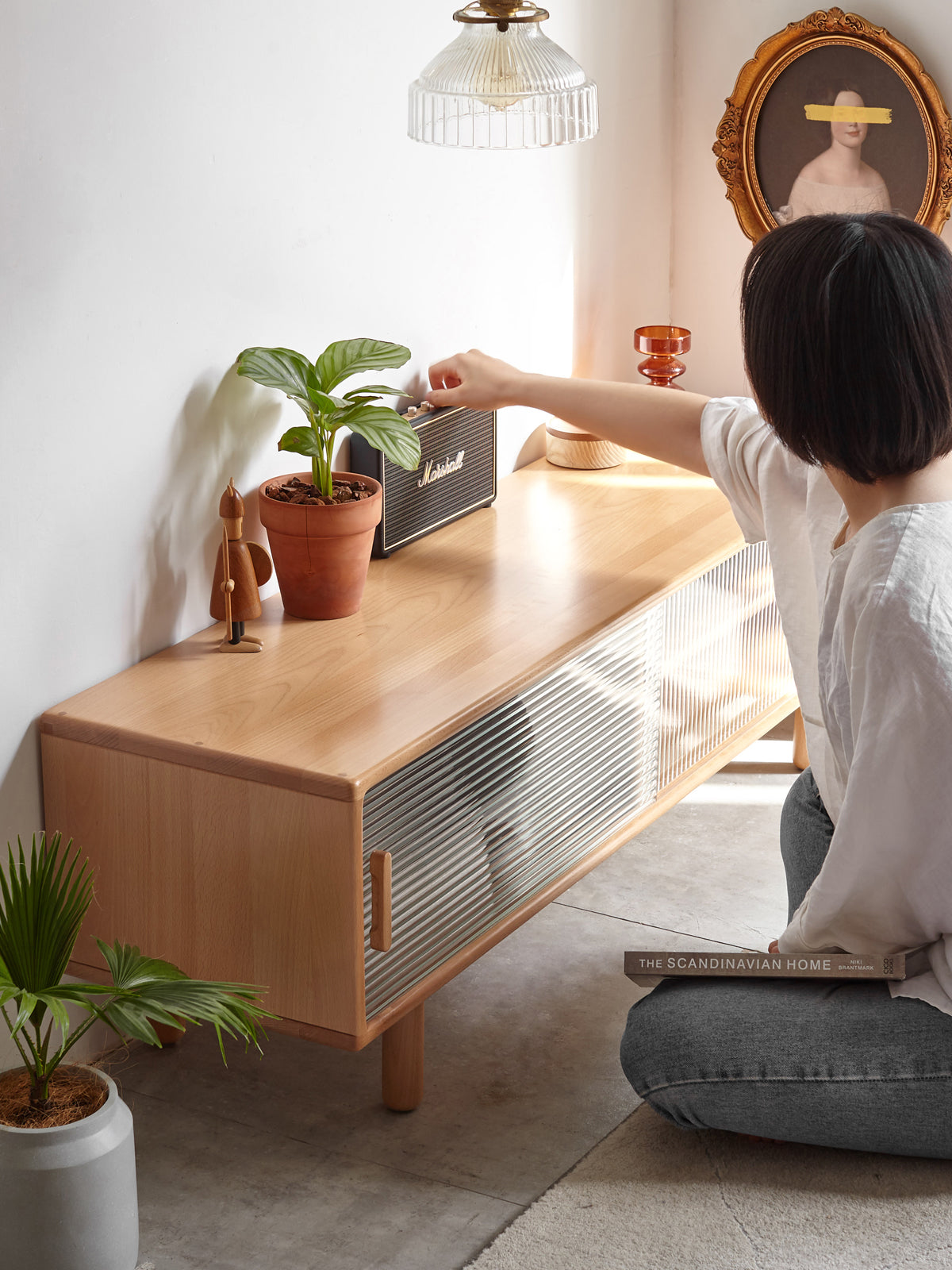 Beech Solid Wood TV Storage Cabinet.