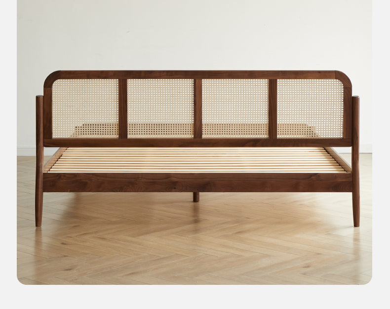 North American Black Walnut Solid Wood Rattan Bed
