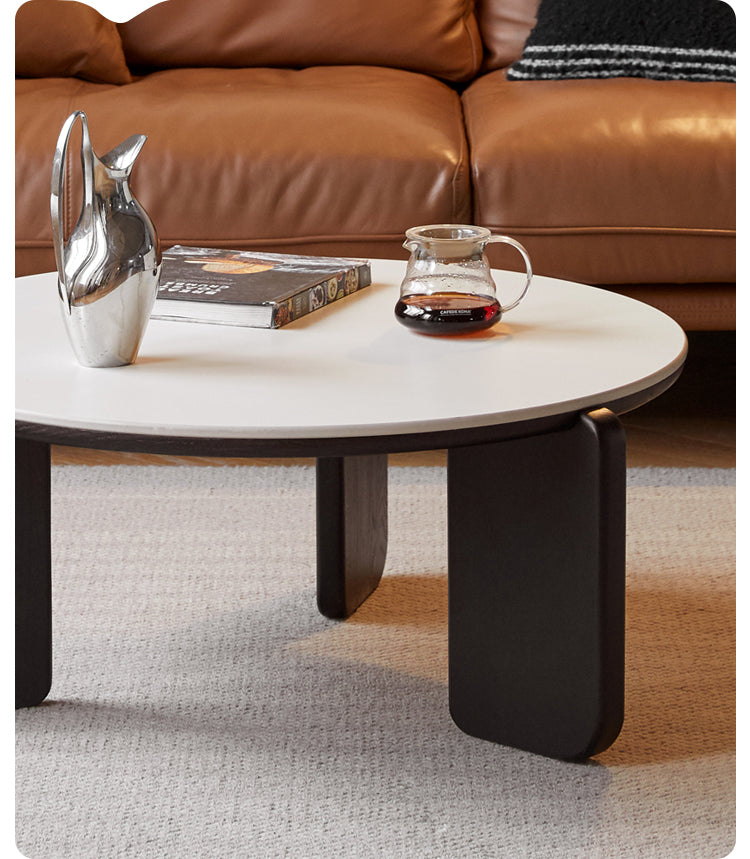 Oak Solid Wood Slate Black Coffee Table
