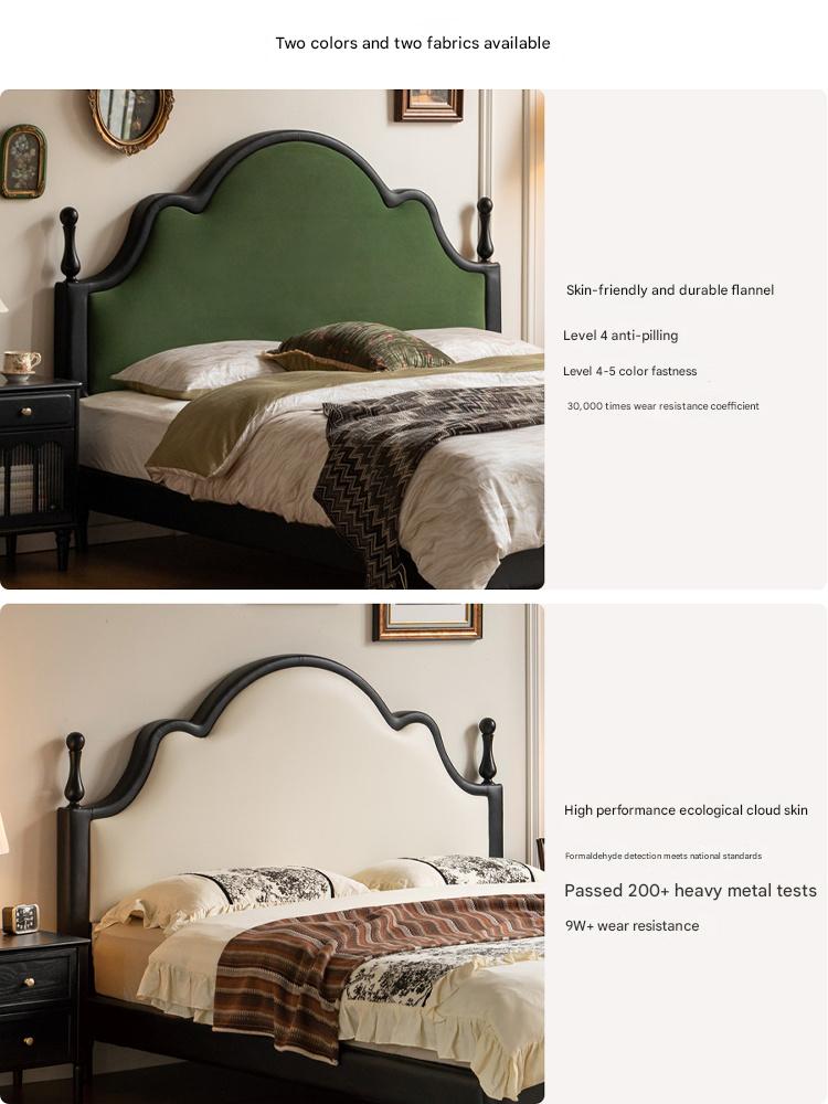 Ecological Cloud Leather Soft King Bed French Retro