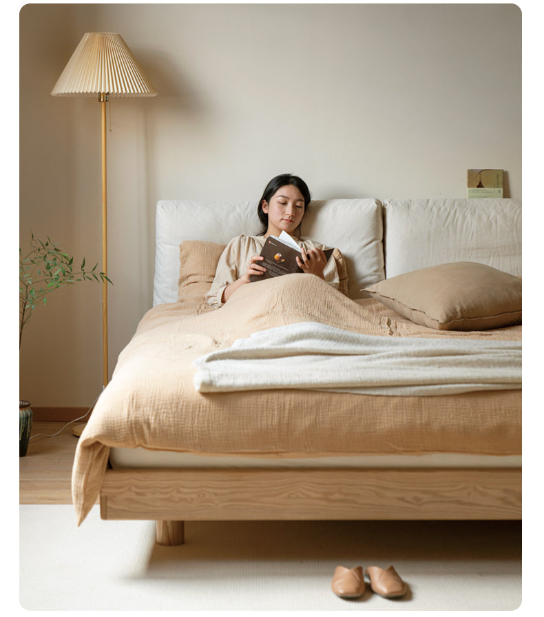 North American Black Walnut, Ash technology cloth suspended soft bed modern