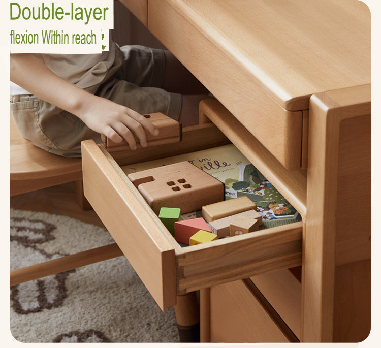 Beech Solid Wood Desk Can Be Lifted and Adjusted