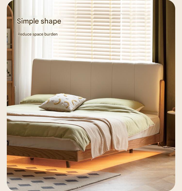 Oak Solid Wood Modern Simple Soft Leaning Bed