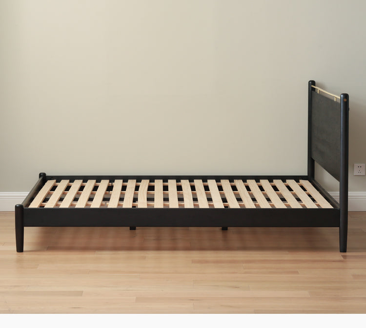 Oak Solid Wood Black Retro American Bed