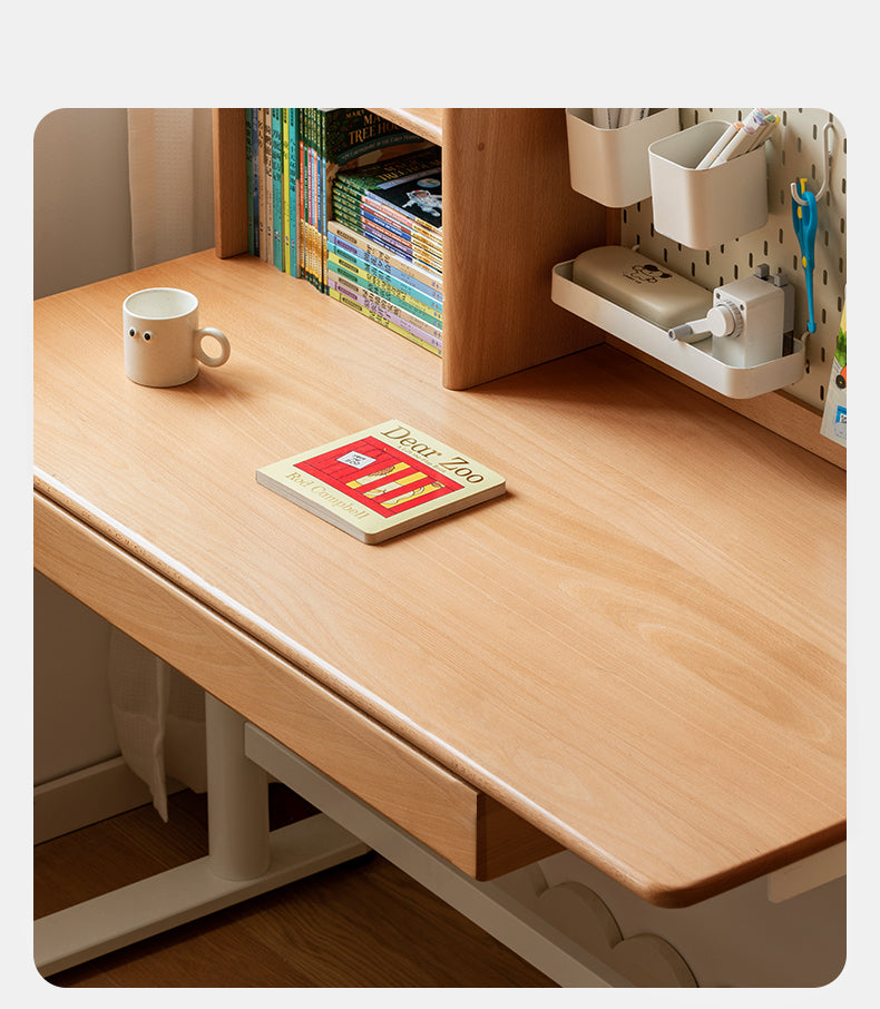 Beech Solid Wood Hand-Cranked Kids Lifting Table Board Shelf DIY