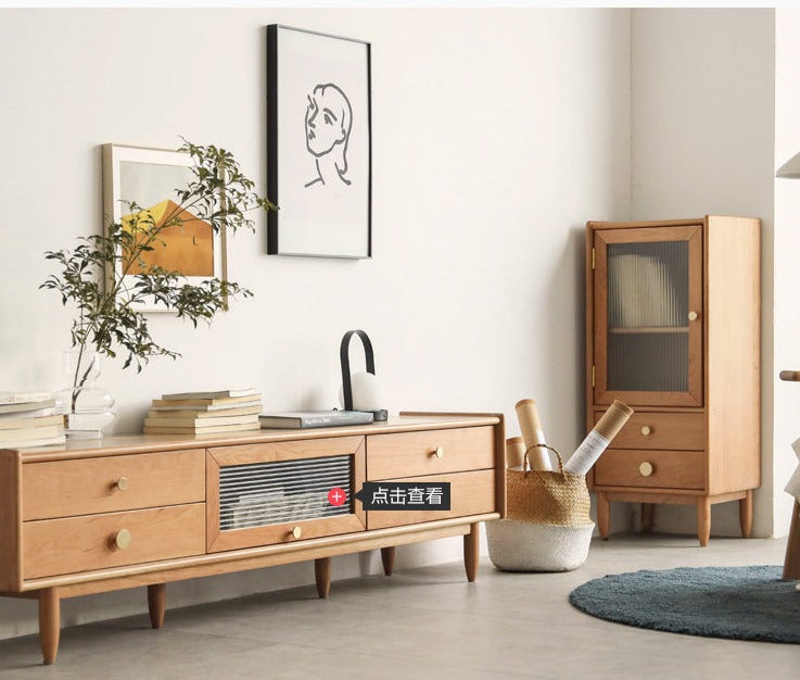 Cherry solid wood side cabinet"