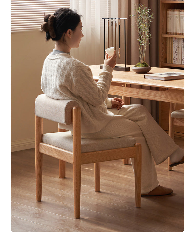 Oak Solid Wood Low Back Small Dining Chair