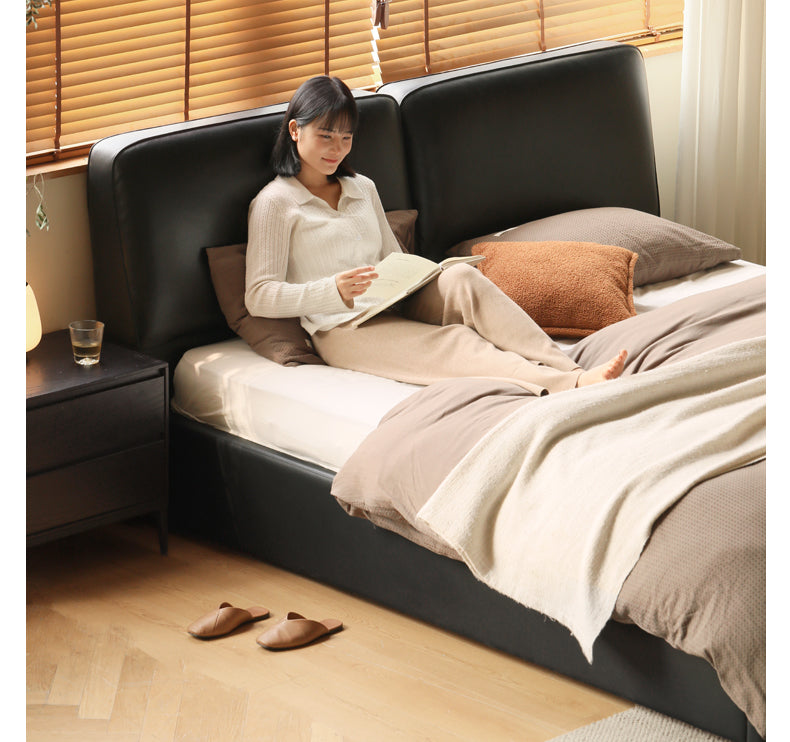 First Layer Of Yellow Cowhide Black Bed