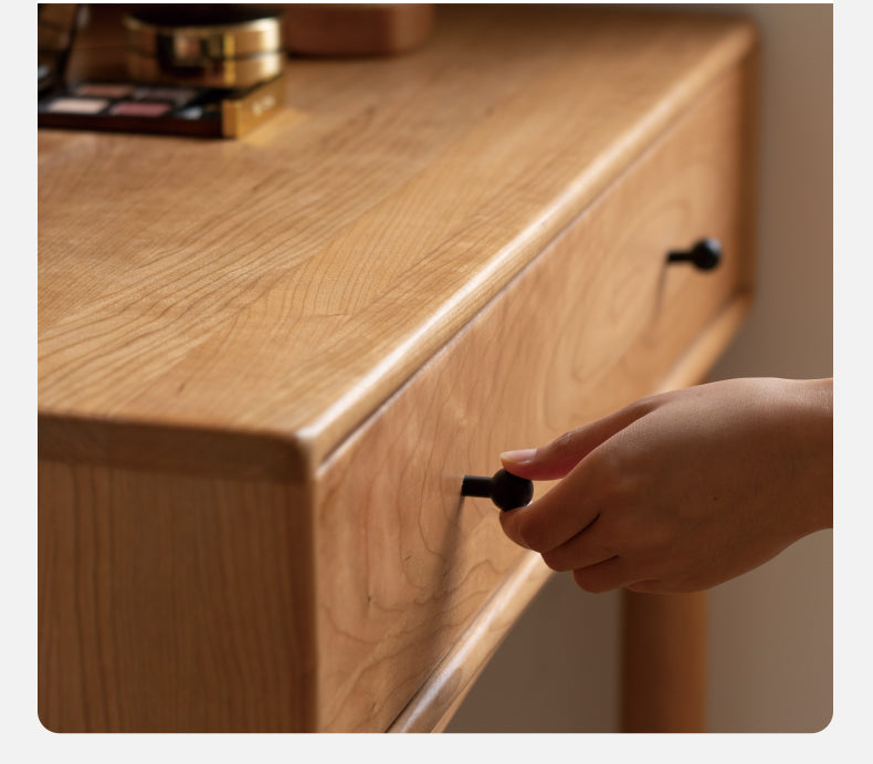 Cherry, Birch Solid Wood Multi-Functional Storage Vanity Table.