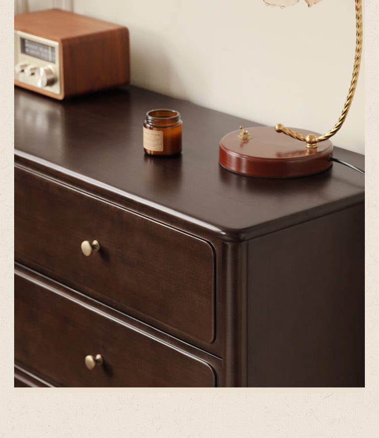 Poplar Solid Wood American Retro Style Chest of Drawers.