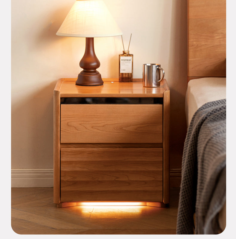 Cherry Wood Nightstand Lighted.