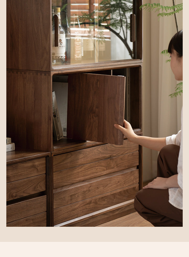 Ash, Black Walnut Solid Wood Free Combination Multifunctional Bookcase.