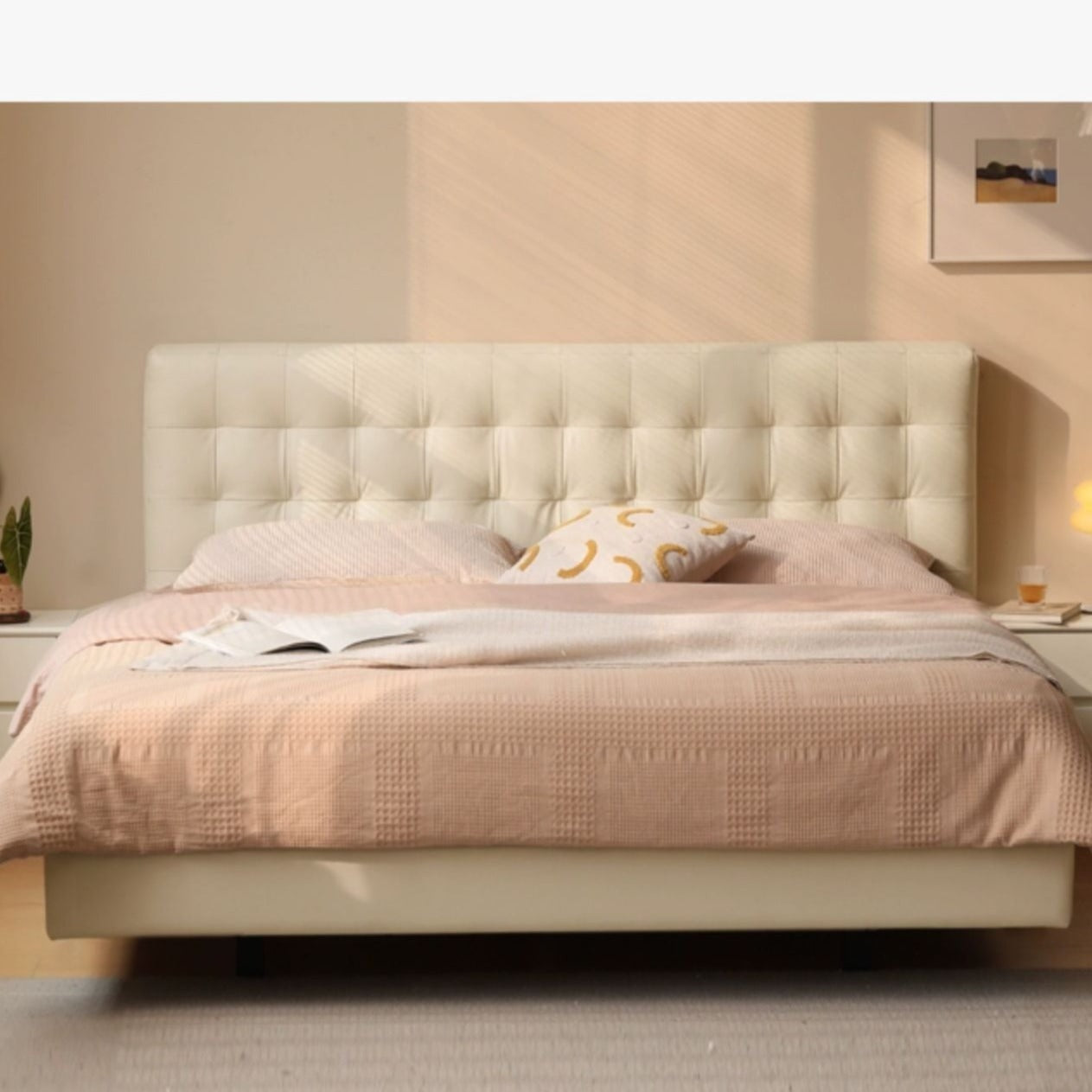 Suspended Organic Leather Bed, Genuine Leather Bed