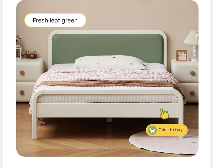 Rubber wood, Poplar Solid Wood Children's Bed Cream Soft Bag Headboard<