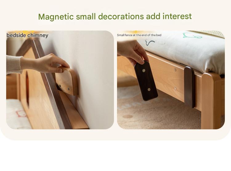 Beech, Poplar, Little House Kids Bed with 15min Delay Turning Off the Lights<