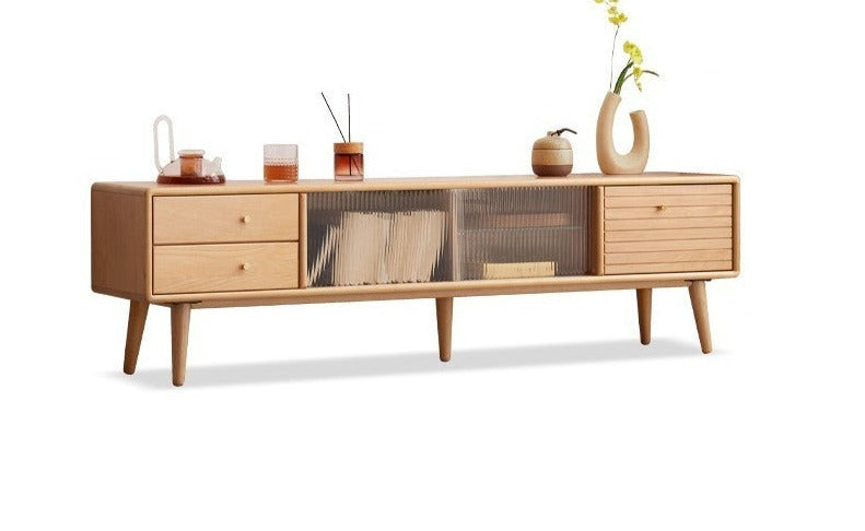 TV stand sliding door Oak, Beech solid wood"